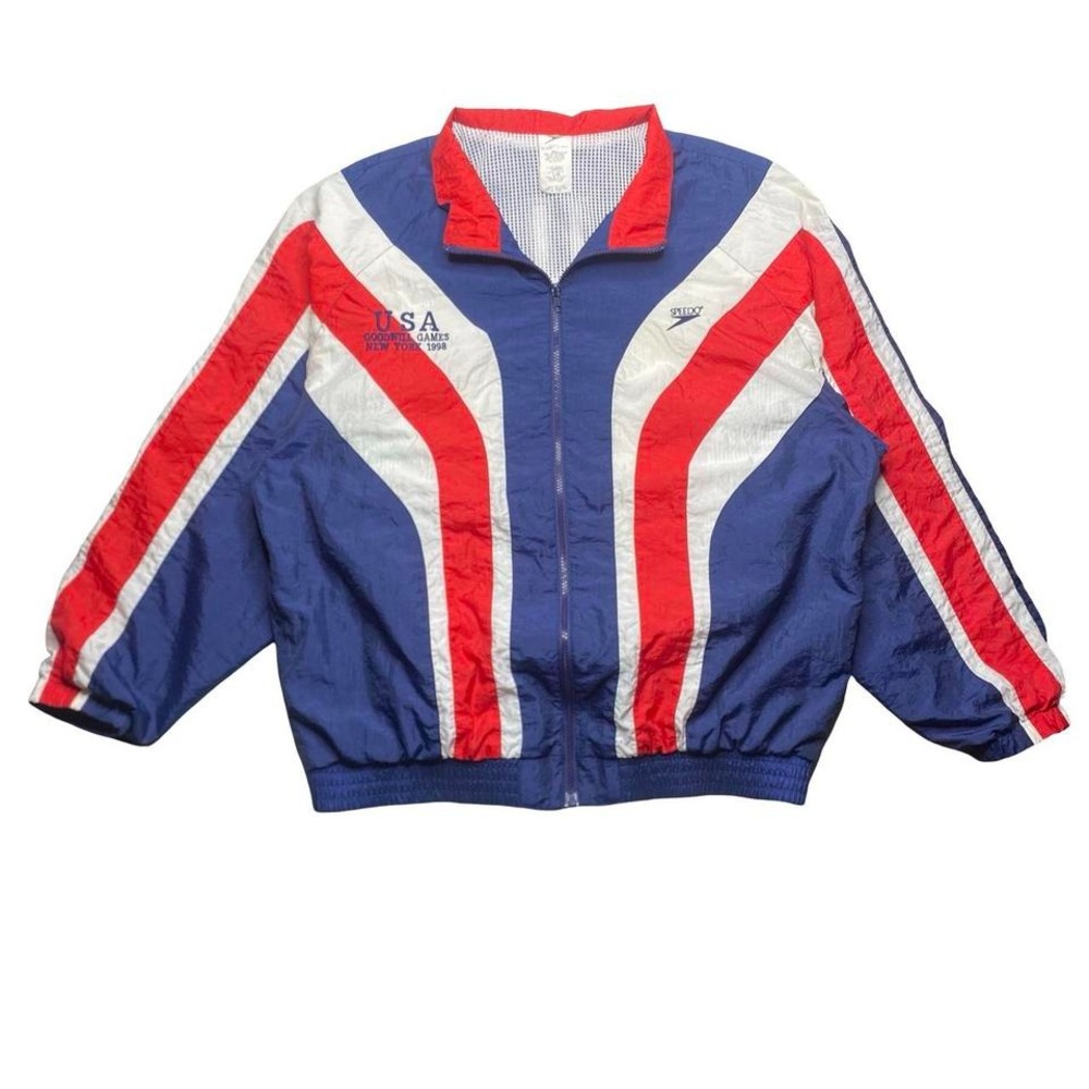 Vintage 90s 1998 USA Goodwill Games‎ New York x Speedo windbreaker nylon jacket